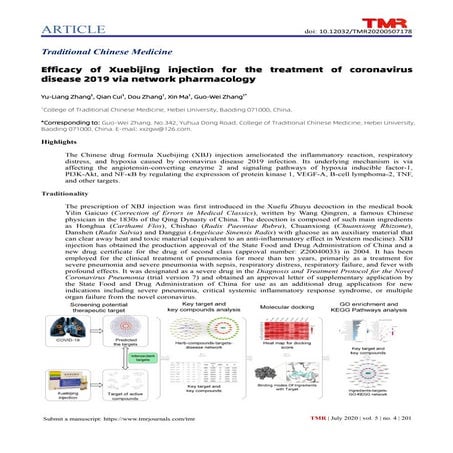 Efficacy of Xuebijing injection for the treatment of coronavirus disease 2019...