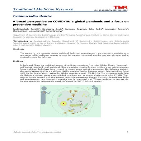 A broad perspective on COVID-19: a global pandemic and a focus on preventive medicine