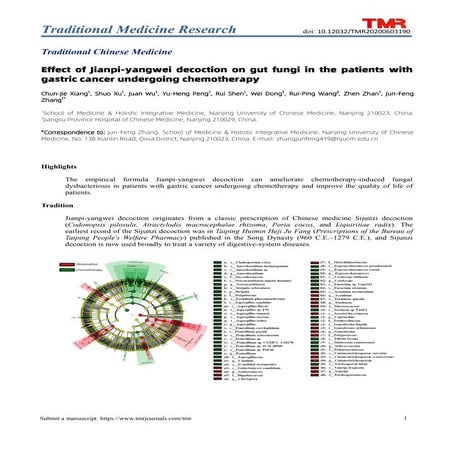 Effect of Jianpi-yangwei decoction on gut fungi in the patients with gastric cancer undergoing chemotherapy