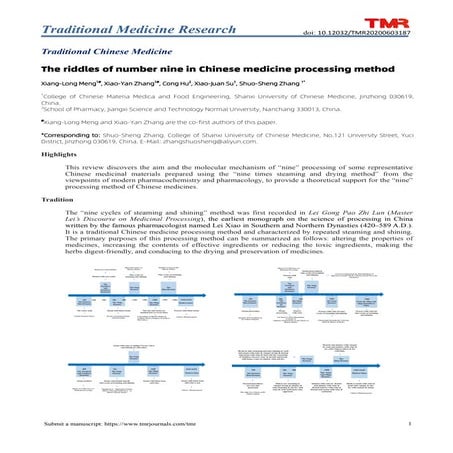 The riddles of number nine in Chinese medicine processing method