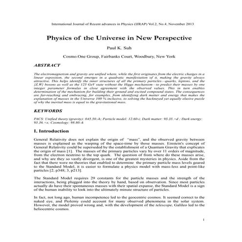 Physics of the Universe in New Perspective