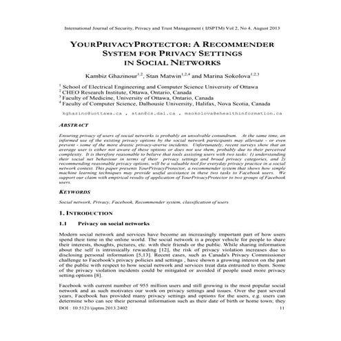 YOURPRIVACYPROTECTOR: A RECOMMENDER SYSTEM FOR PRIVACY SETTINGS IN SOCIAL NET...