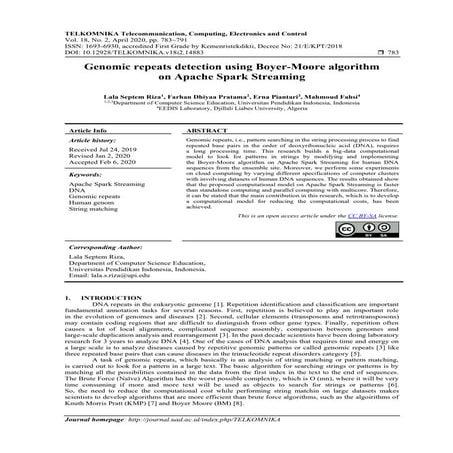 Genomic repeats detection using Boyer-Moore algorithm on Apache Spark Streaming 
