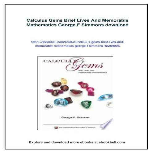 Calculus Gems Brief Lives And Memorable Mathematics George F Simmons