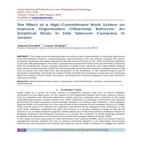 The Effect of a High-Commitment Work System on Improve Organization Citizensh...