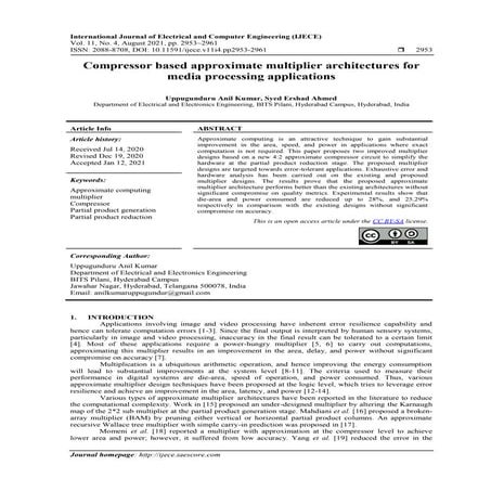 Compressor based approximate multiplier architectures for media processing ap...