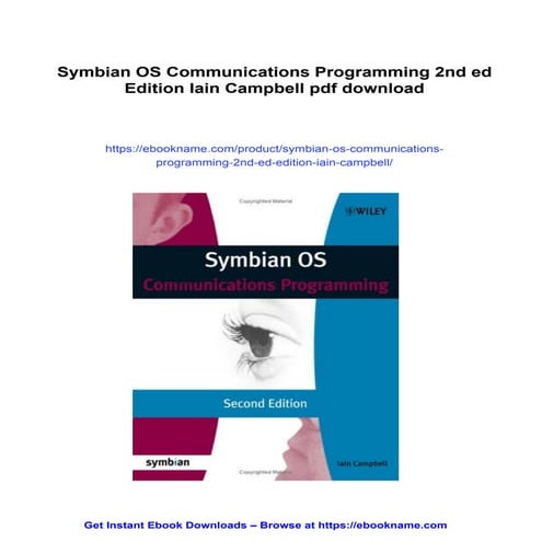 Symbian OS Communications Programming 2nd ed Edition Iain Campbell
