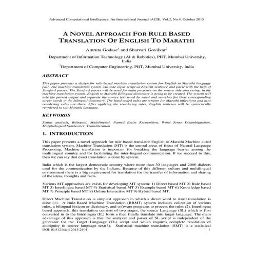 A Novel Approach for Rule Based Translation of English to Marathi