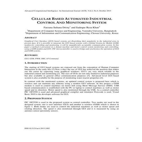 Cellular Based Automated Industrial Control and Monitoring System