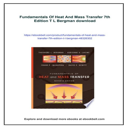 Fundamentals Of Heat And Mass Transfer 7th Edition T L Bergman | PDF