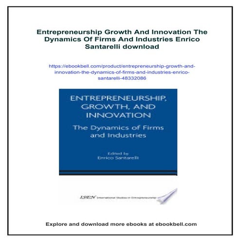 Entrepreneurship Growth And Innovation The Dynamics Of Firms And ...