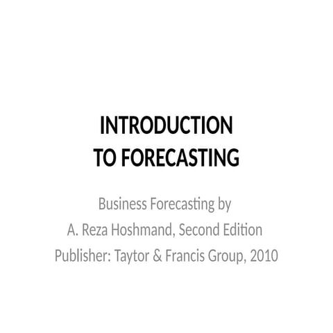 Basic of forecasting chapter number 1 for understanding