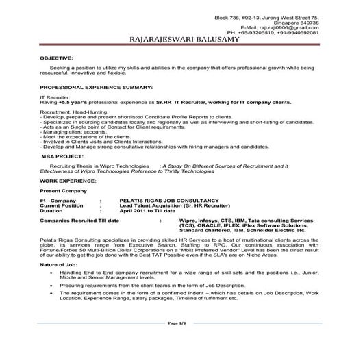 RAJARAJESWARI +5.5 yrs Sr.HR IT Recruiter