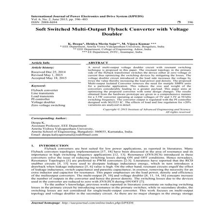 Soft Switched Multi-Output Flyback Converter with Voltage Doubler