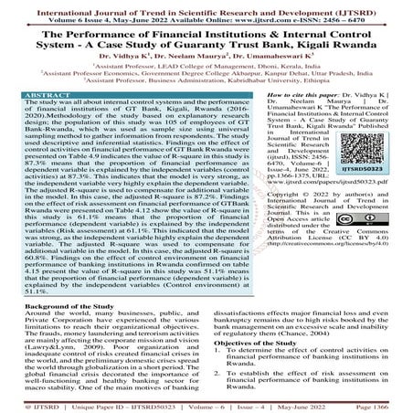 Effect of Internal Control on the Financial Performance of a Rwanda ...