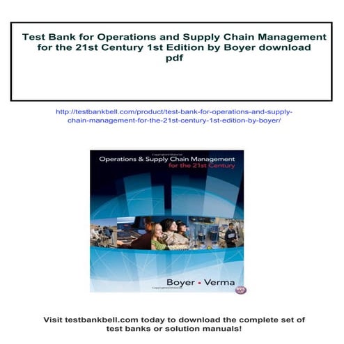 Test Bank for Operations and Supply Chain Management for the 21st ...