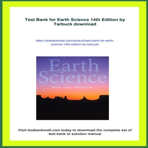 Test Bank for Earth Science 14th Edition by Tarbuck | PDF
