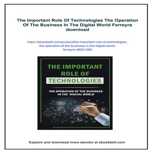 The Important Role Of Technologies The Operation Of The Business In The ...