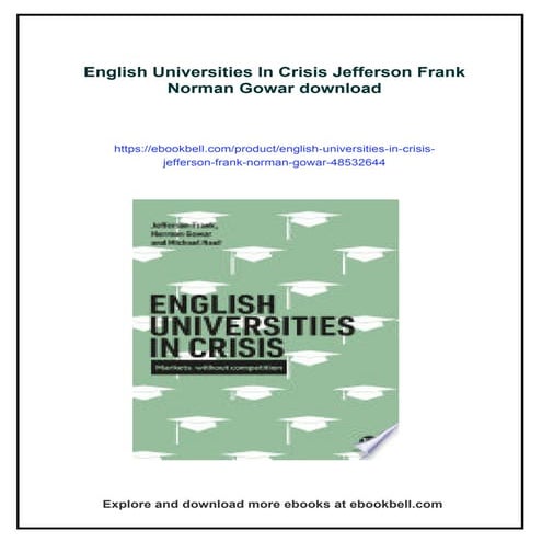 English Universities In Crisis Jefferson Frank Norman Gowar