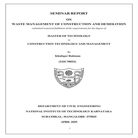 Waste Management of Construction and Demolition | PDF