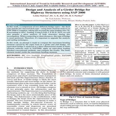 Design and Analysis of a Girder Bridge for Highway Structures using SAP 2000