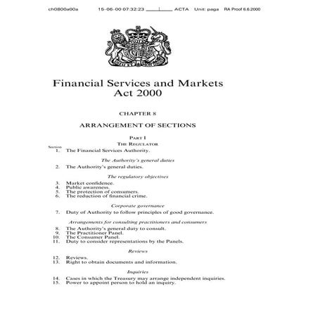 The Financial Services And Markets Act 2000 Financial Services and Markets Act 2000 | PDF