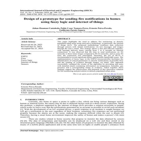 Design of a prototype for sending fire notifications in homes using fuzzy log...
