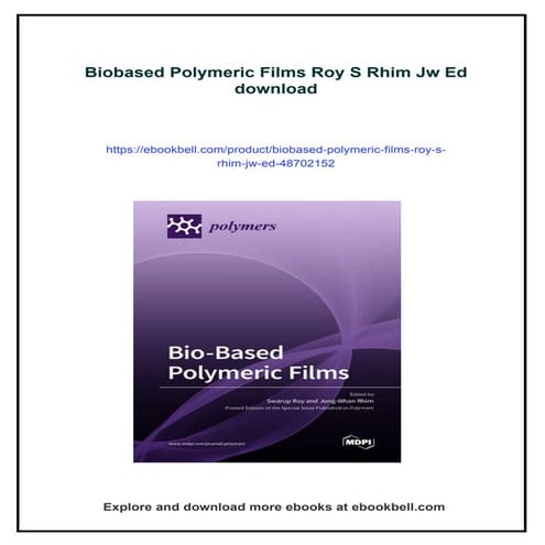 Biobased Polymeric Films Roy S Rhim Jw Ed | PDF