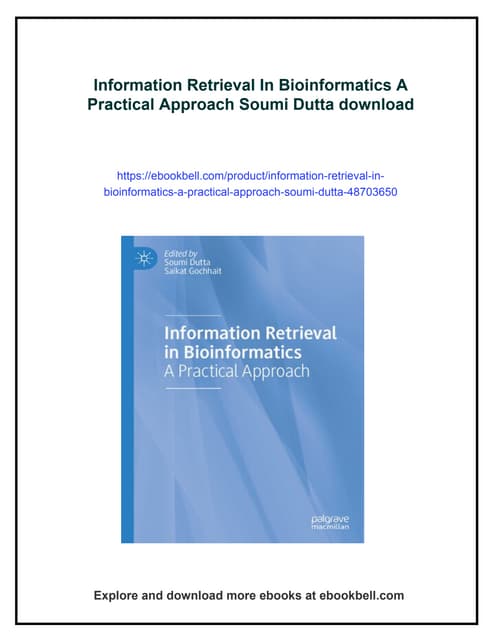 Information Retrieval In Bioinformatics A Practical Approach Soumi Dutta