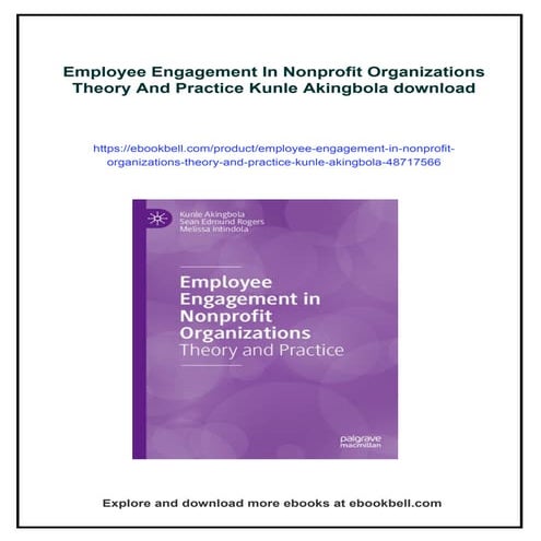 Employee Engagement In Nonprofit Organizations Theory And Practice ...