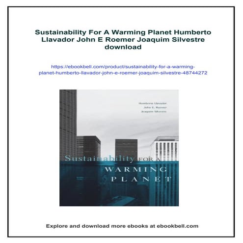 Sustainability For A Warming Planet Humberto Llavador John E Roemer Joaquim S...