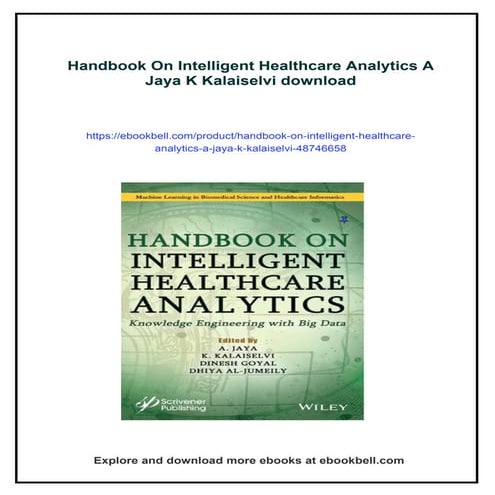 Handbook On Intelligent Healthcare Analytics A Jaya K Kalaiselvi