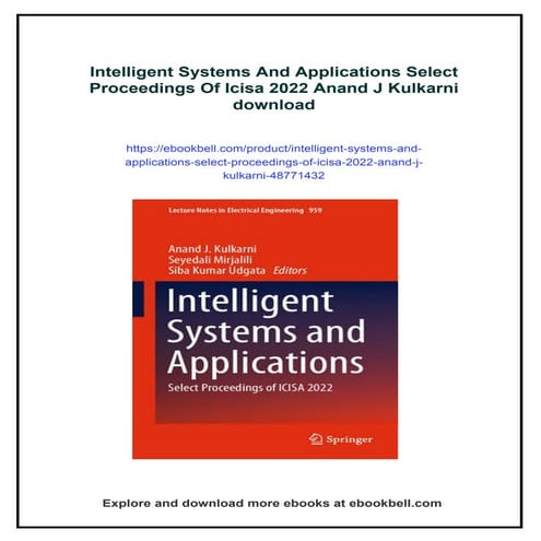 Intelligent Systems And Applications Select Proceedings Of Icisa 2022 Anand J...