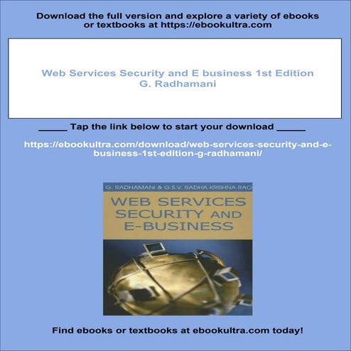 Web Services Security and E business 1st Edition G. Radhamani | PDF