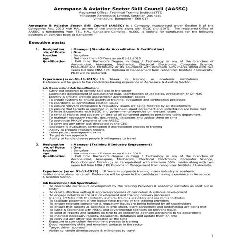 hal bangalore job  notification 2015