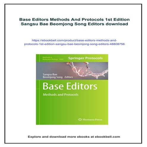 Base Editors Methods And Protocols 1st Edition Sangsu Bae Beomjong Song Editors