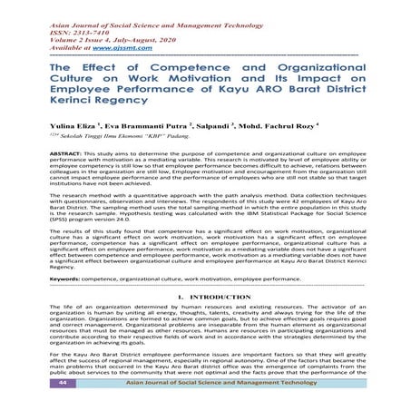 The Effect of Competence and Organizational Culture on Work Motivation ...