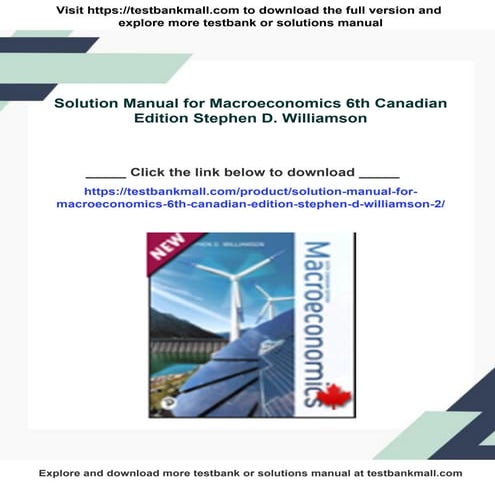 Solution Manual for Macroeconomics 6th Canadian Edition Stephen D. Williamson