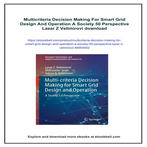 Multicriteria Decision Making For Smart Grid Design And Operation A ...