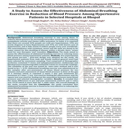 A Study to Assess the Effectiveness of Abdominal Breathing Exercise in ...