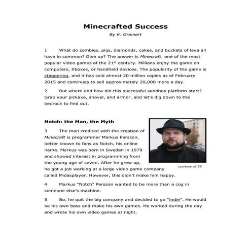 Minecrafted Success Text
