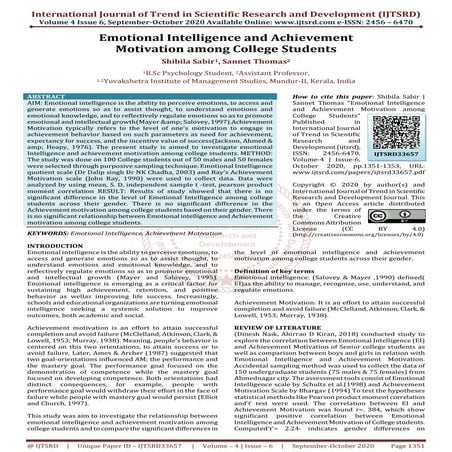 Emotional Intelligence and Achievement Motivation among College ...