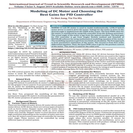 Modeling of DC Motor and Choosing the Best Gains for PID Controller