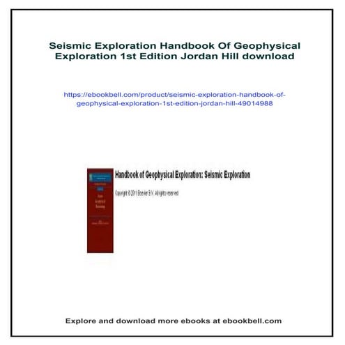 Seismic Exploration Handbook Of Geophysical Exploration 1st Edition Jordan Hill