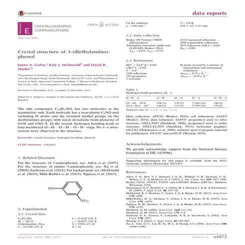 Crystal structure of 3-(di­ethyl­amino)­phenol