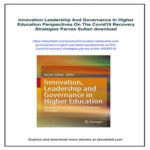 Innovation Leadership And Governance In Higher Education Perspectives ...