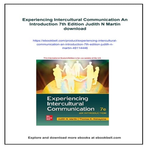 Experiencing Intercultural Communication An Introduction 7th Edition Judith N...