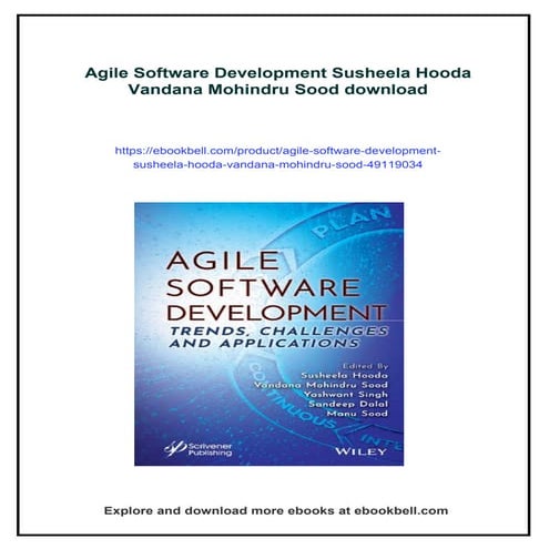 Agile Software Development Susheela Hooda Vandana Mohindru Sood