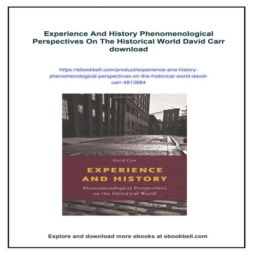 Experience And History Phenomenological Perspectives On The Historical World ...