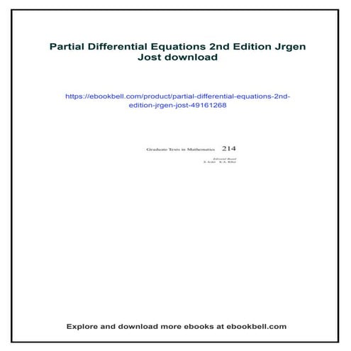 Partial Differential Equations 2nd Edition Jrgen Jost | PDF